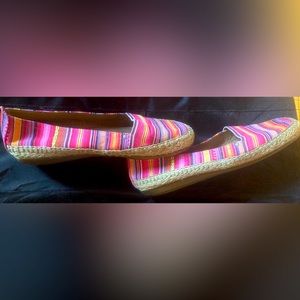 Colorful fabric espadrille slip on